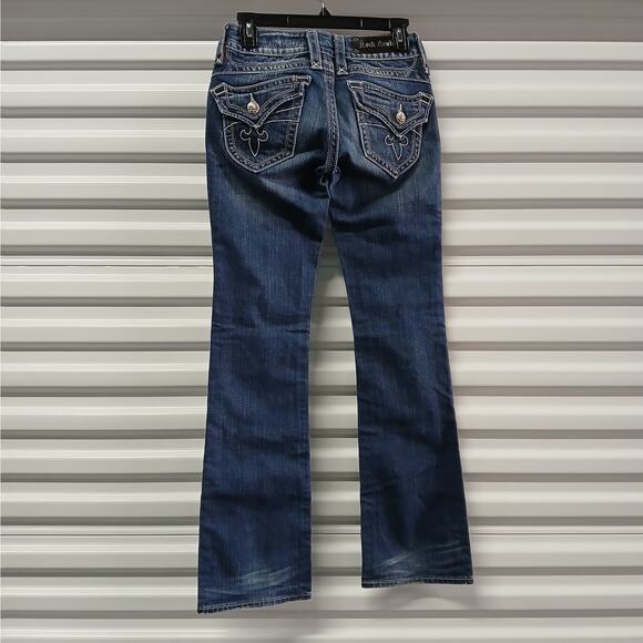 Y2K Rock Revival Chrissie Boot Cut Jeans Women's 26 Low Rise Distressed Denim - Picture 2 of 13